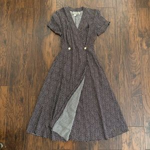 Vintage Minimalist Dotted Wrap Dress